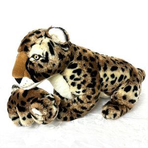 Leopard Mom & Baby Plush Fine Toy Large
